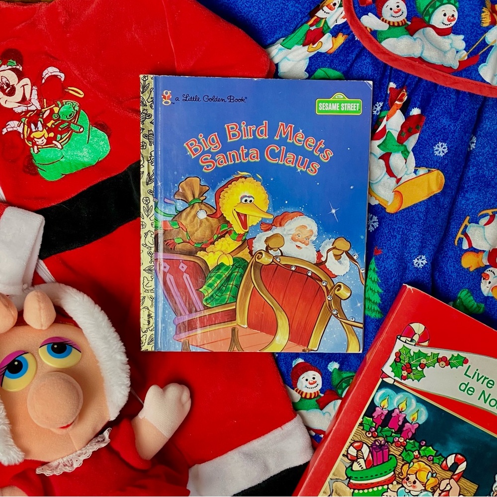 Vintage Christmas Book 90s Sesame Street Big Bird Meets Santa Claus  1997